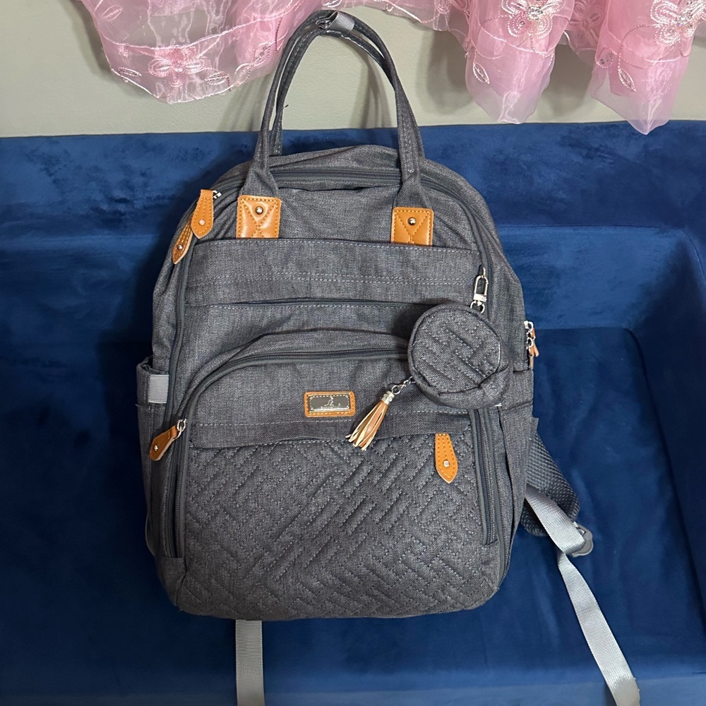 Babbleroo diaper bag, grey, like new